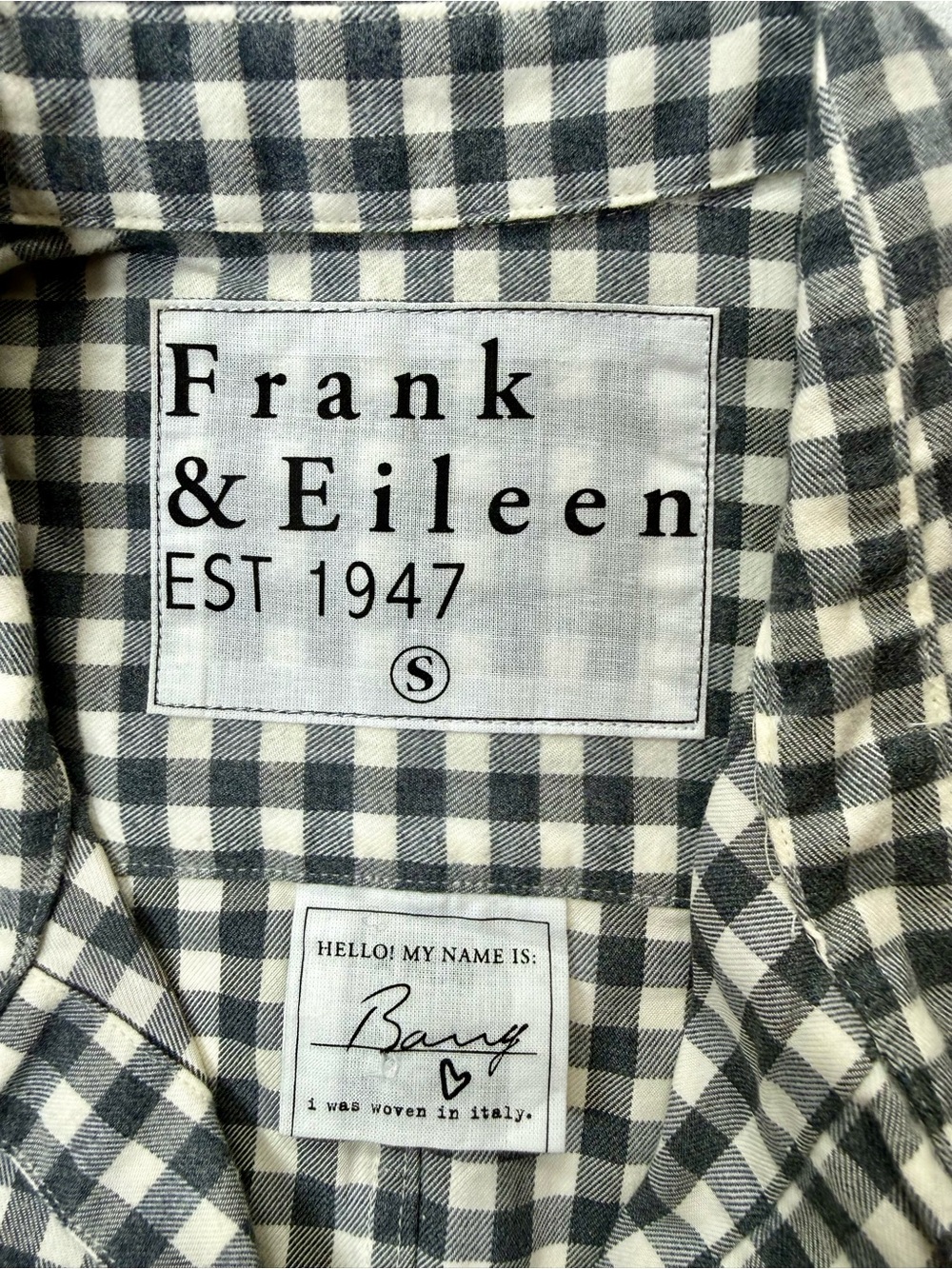 Frank & Eileen Barry Gray and White Gingham Button-Down Shirt Size Small - Picture 9 of 12